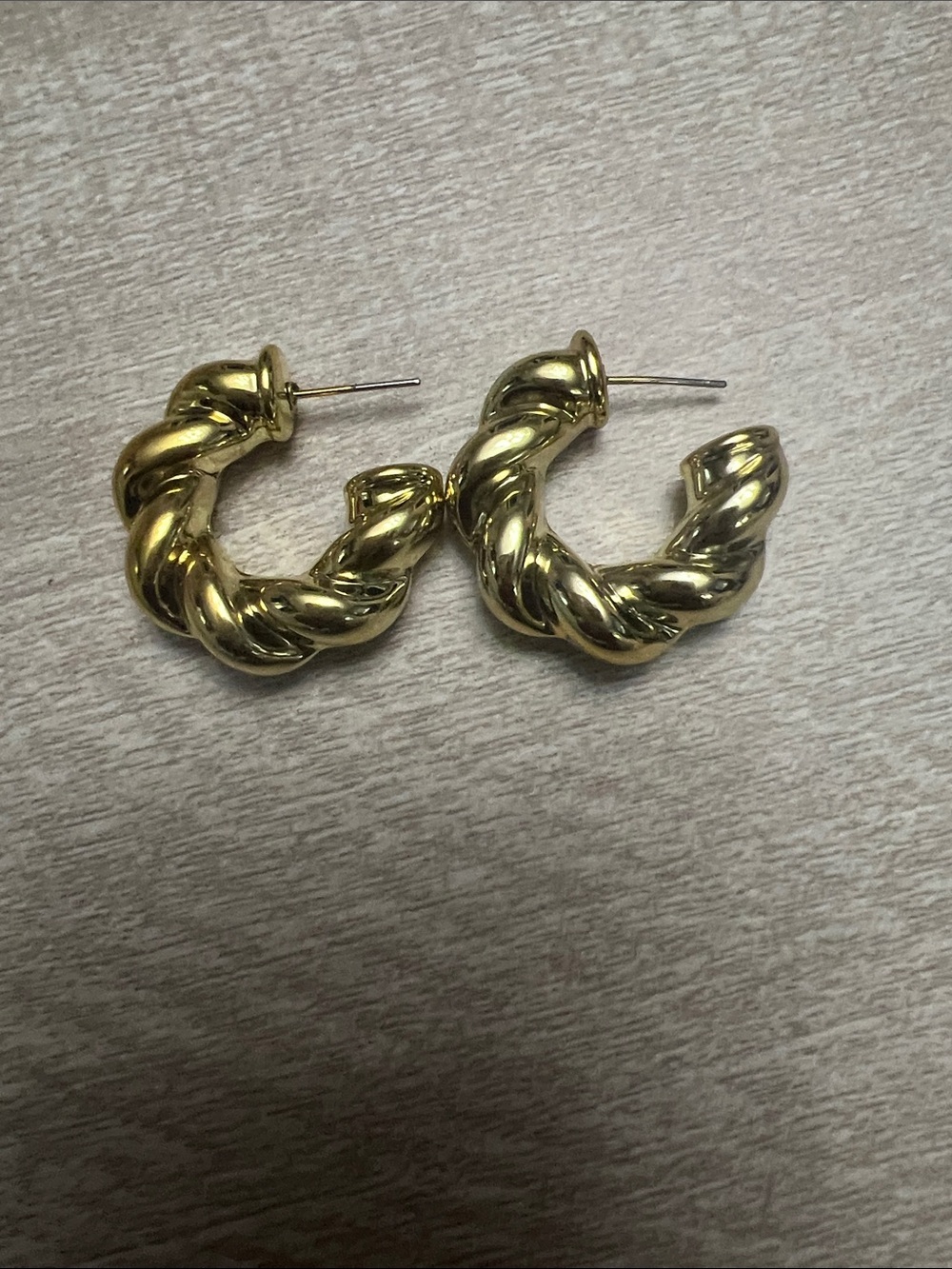 Gold Twisted Hoop Earrings - Women Jewelry